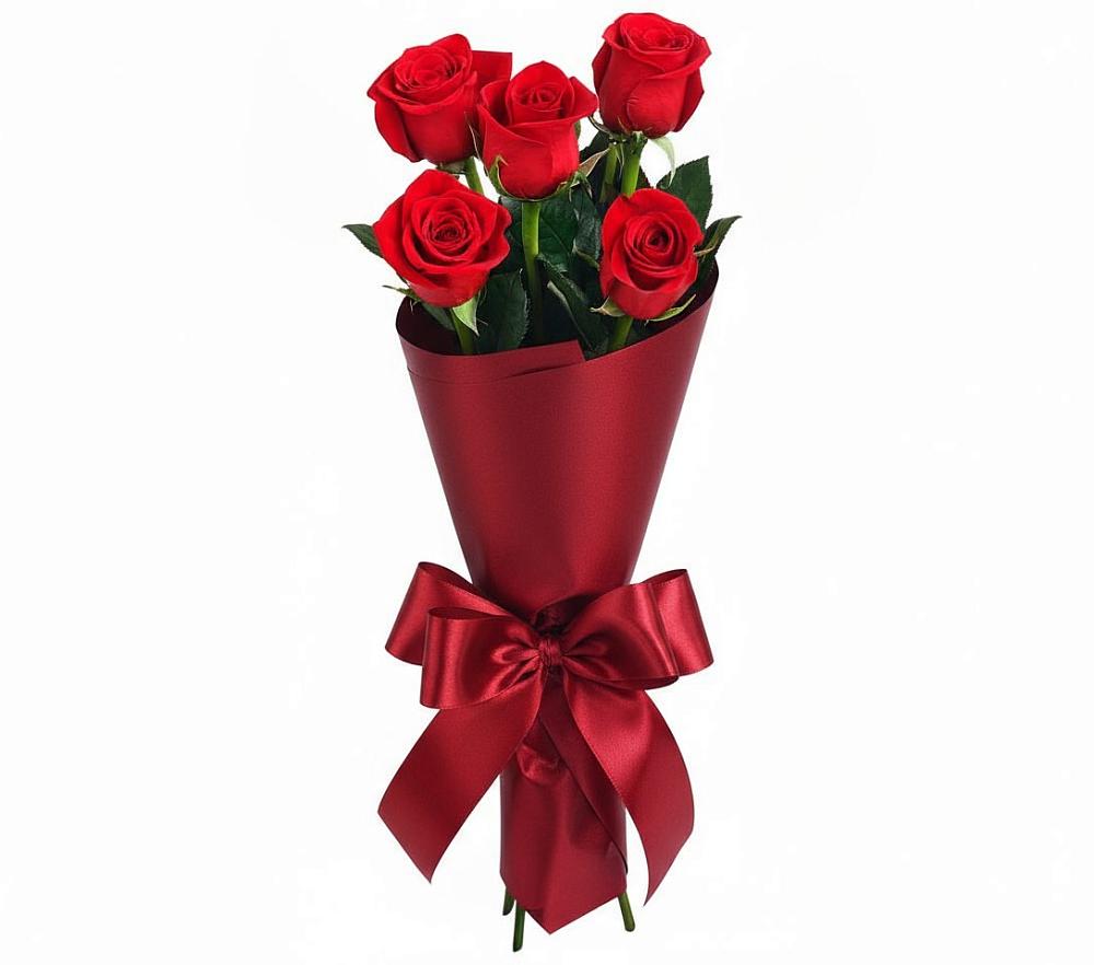 Букет 5 Красных роз Эдлесс Лав в Мельниково