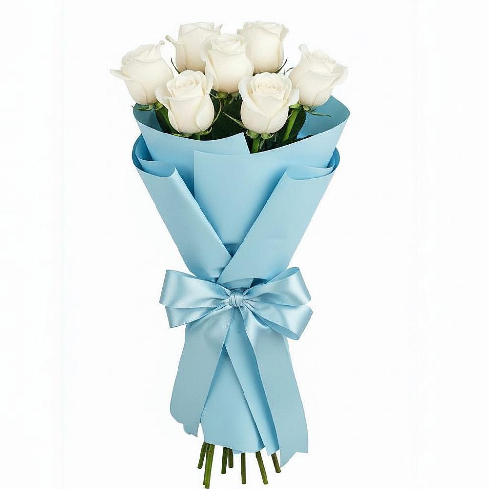 Букет 7 белых роз Проуд в Мельниково