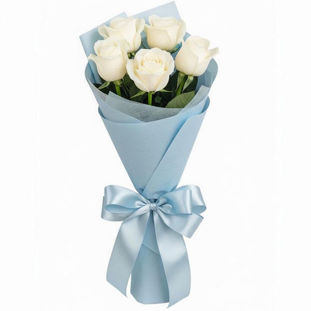 Букет 5 Белых роз Проуд в Мельниково
