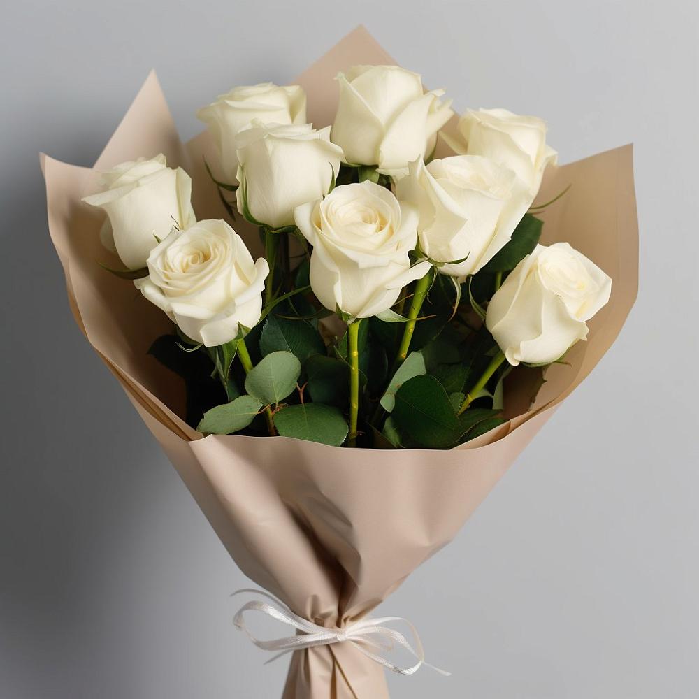 Букет 9 Белых роз Эдлесс Лав в Мельниково