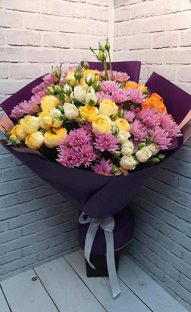 Букет цветов из: Хризантемы и Розы в Мельниково