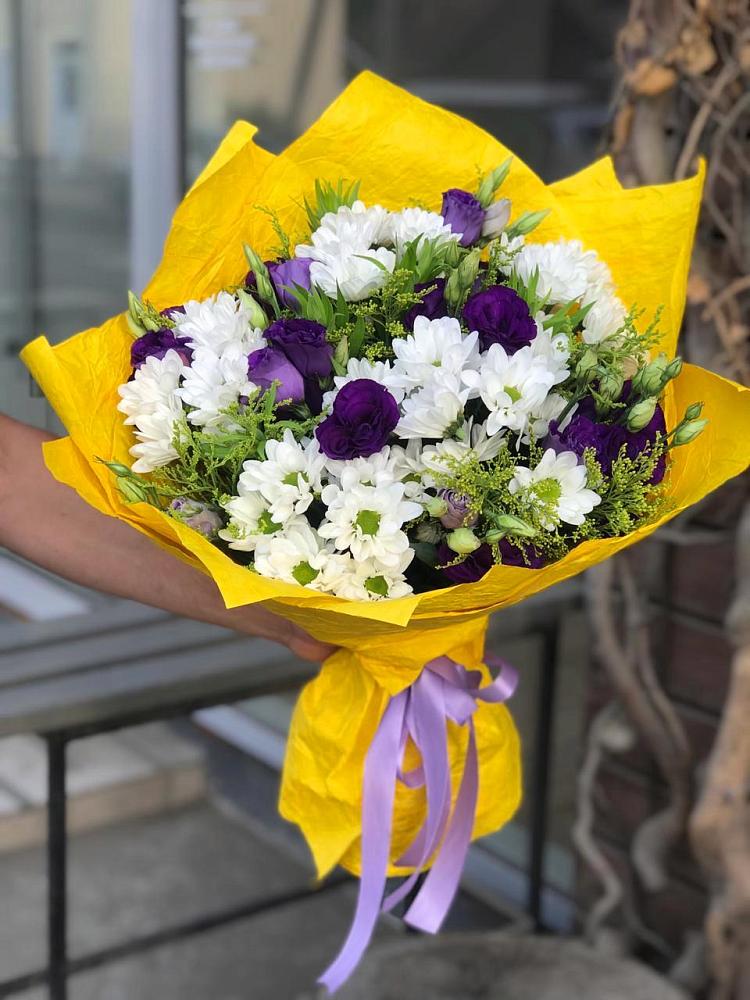 Букет цветов из: Ирисы, Хризантемы и Ромашки в Мельниково