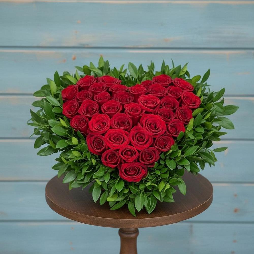 Цветочная композиция из Розы в виде сердца в Мельниково