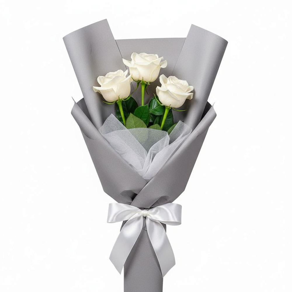 Букет 3 белые розы в Мельниково