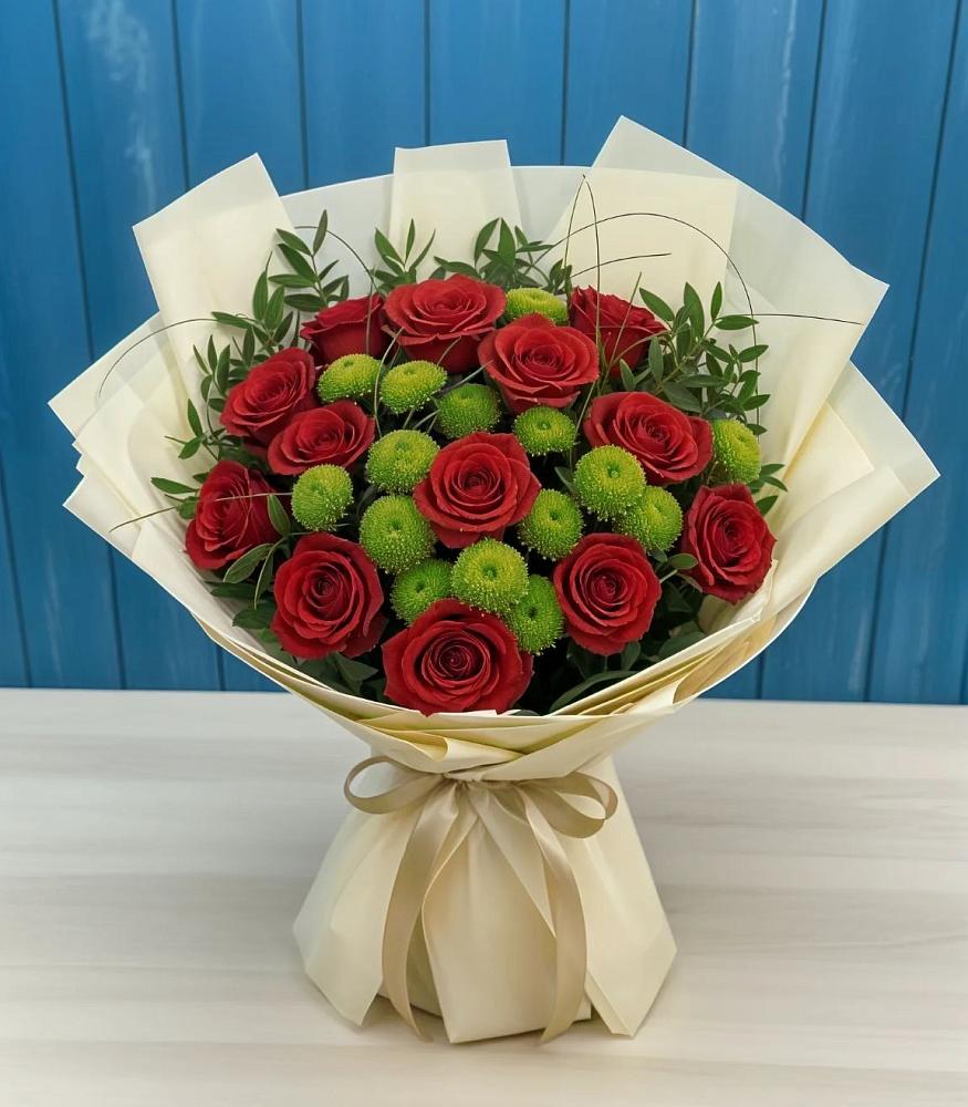 Букет цветов из: Розы и Хризантемы в Мельниково