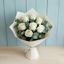 Букет Белые розы в Эвкалипте #REPLACE_PRED# Мельниково