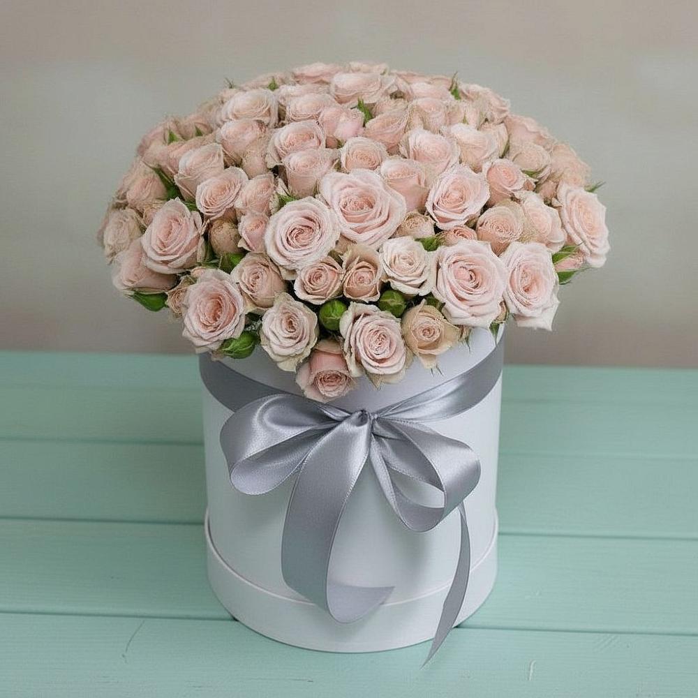 Цветочная композиция из Розы в шляпной коробке в Мельниково