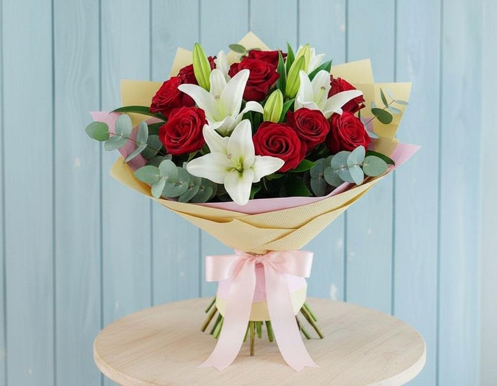 Букет цветов из: Лилии и Розы в Мельниково